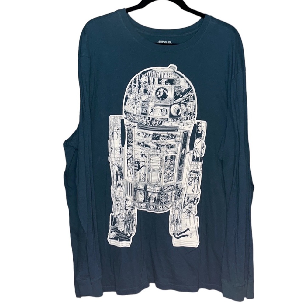 Fifth Sun R2D2 Star Wars Long Sleeve Tee Blue (2XL)